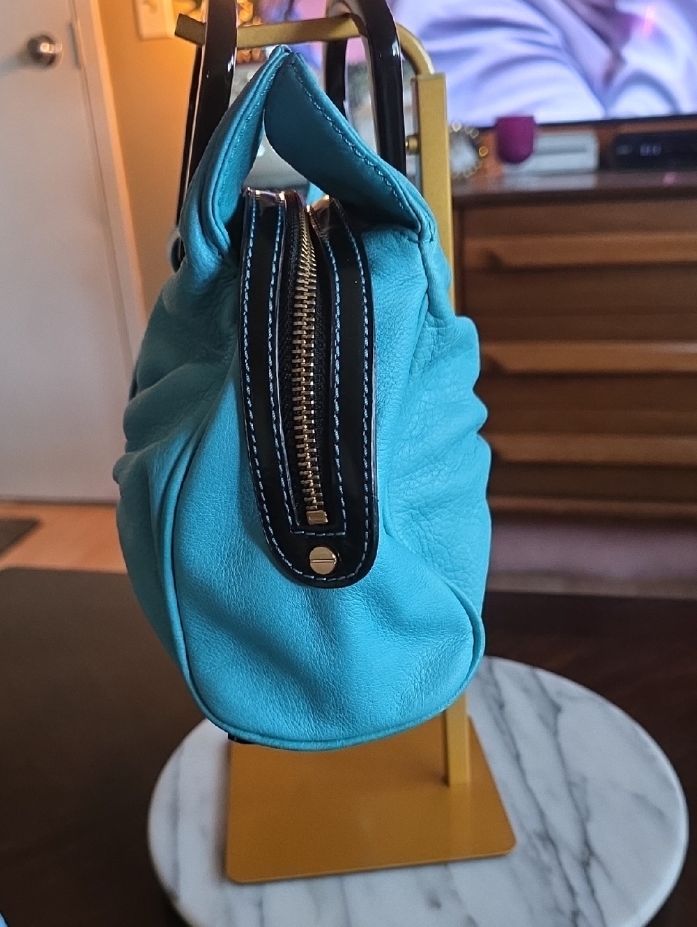 B Makowsky Blue and black Leather Bow Bag ๐๐ - Picture 2 of 14